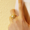 Brand small design retro ring stainless steel from pearl, accessory, Korean style, trend of season, simple and elegant design, 18 carat, wholesale