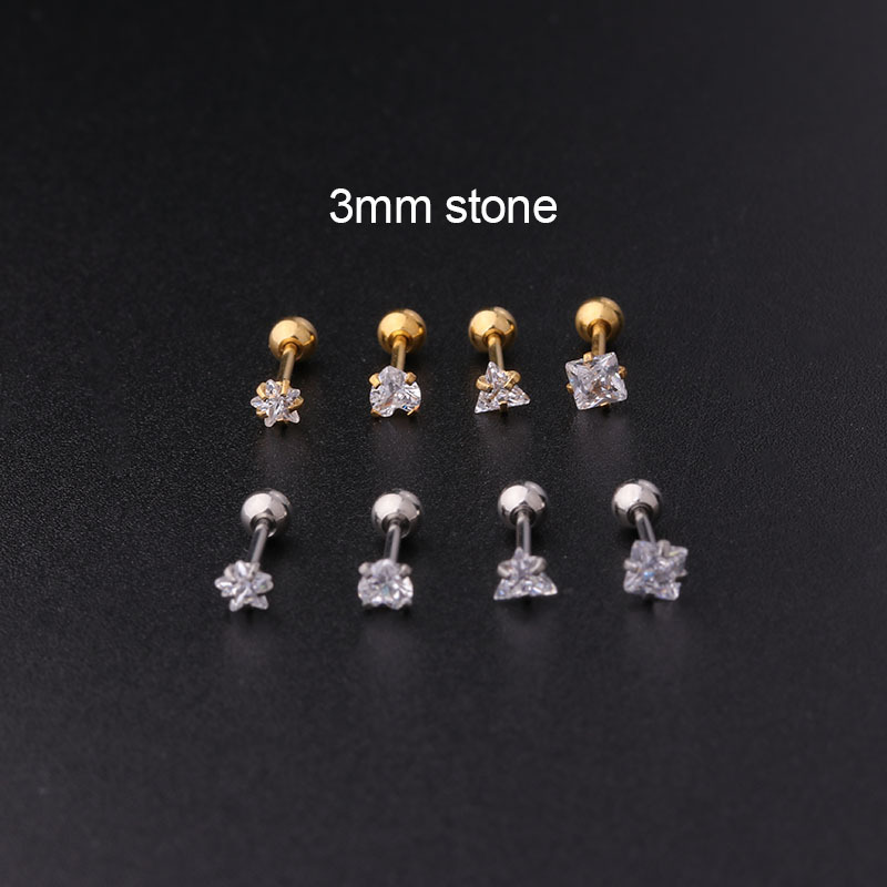 3MM-5MM Vijfpuntige Ster Liefdesdriehoek Vierkante Zirkoon 20G Fijne Staaf Roestvrijstalen Schroef Bal Oorbeen Nagel Prik_voghion.com