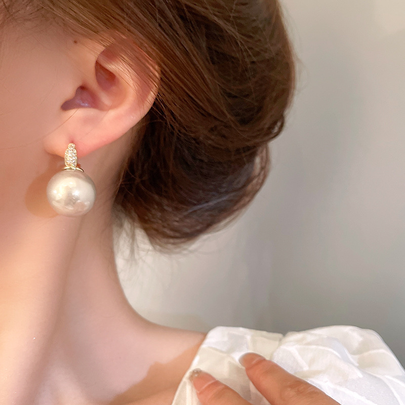 Daily Occasion Imitation Pearl, Copper Material Geometric Pattern 1 Pair Simple Style Geometric Inlay Imitation Pearl Copper Zircon Earrings