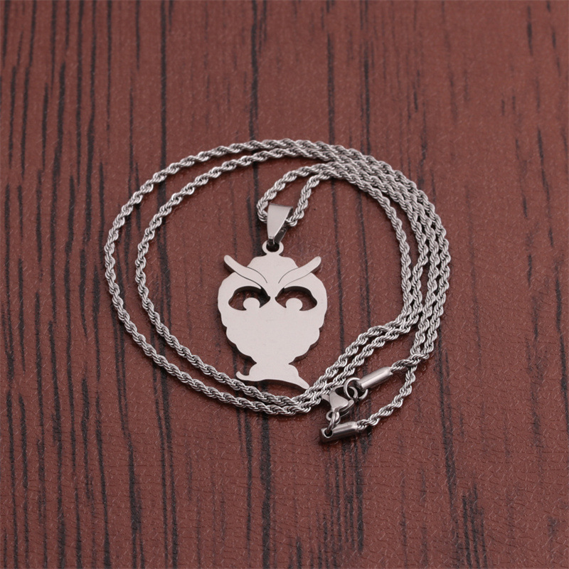 Nihaojewelry Stainless Steel Polished Owl Pendant Necklace Wholesale Jewelry display picture 6