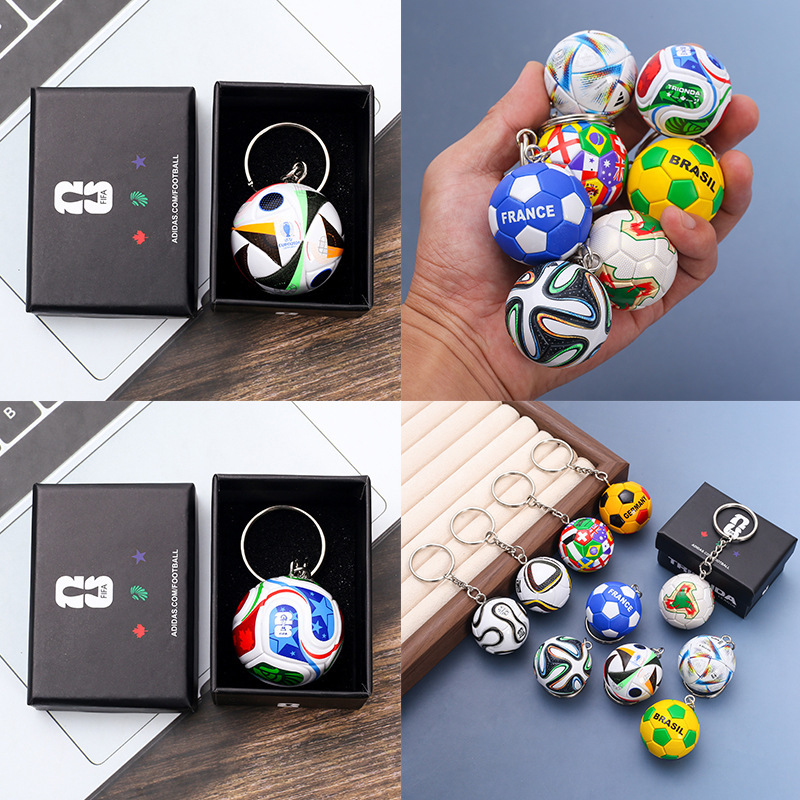 2026 Usa-Mexico-Canada Football Match Ball Football Keychain National Flag Pendant Cristiano Ronaldo Messi Souvenir Gift Box
