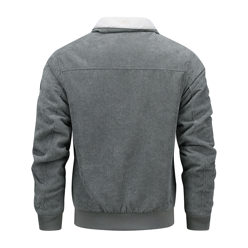 Capa de algodón M - 8X para hombres otoño y invierno 2025 nuevo tipo de tela de terciopelo grueso de algodón de mediana edad papá con chaqueta caliente de cachemira de cordero