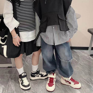 Fashion Brand AJ Children's Shoes Girls' Shoes Autumn New Boys Shoes sneaker 2024 High-top Board Shoes Children's Basketball Shoes