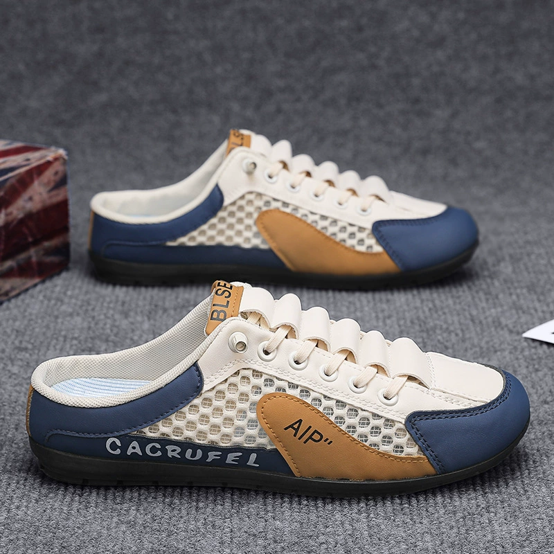 Мужская обувь Летняя дышащая сетка повседневные тапочки анти-вонючая сетчатая обувь ленивый педаль мягкое дно полутолга мужская обувь приливная обувь