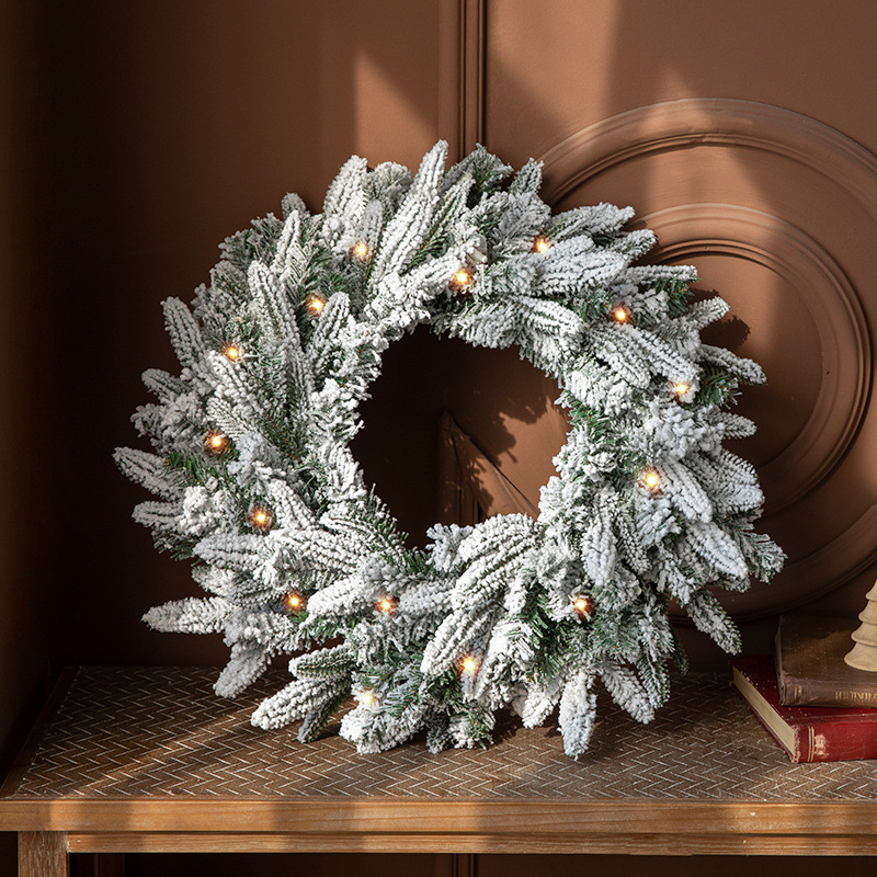 Nueva guirnalda de Navidad puerta colgante 50/60cm Navidad verde PE hoja mixta decoración nieve guirnalda colgando decoración escena diseño