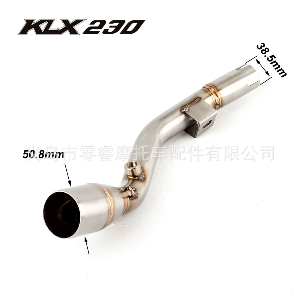 Motorcycle Modified Exhaust Pipe Middle Section Suitable for Klx230 Klx230L Klx230R Stainless Steel Exhaust