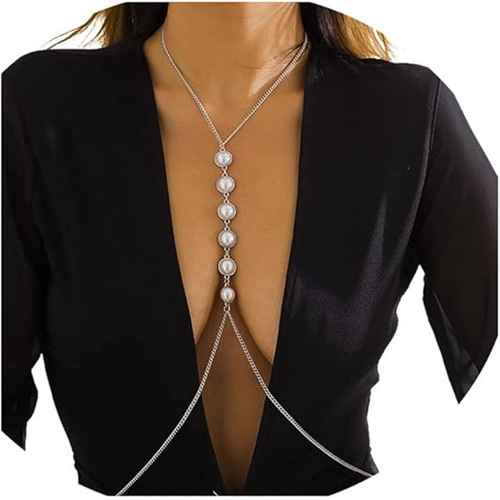Bikini Dance Party Decor Body Chain Amazon Simple Multi-layer Pearl Tassel Waist Decor Dress