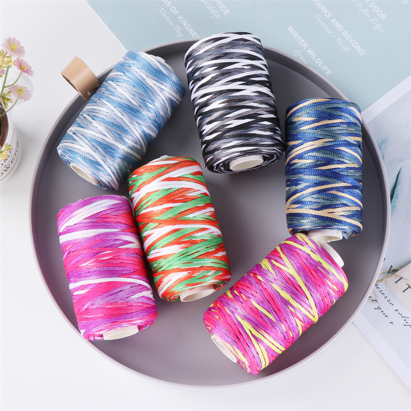 丝光扁带段染线冰丝亮丝线钩针手工编织夏季遮阳凉帽钩凉拖鞋包包