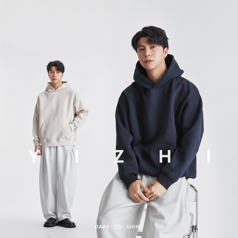 Yizhi 26 Autumn Heavyweight Hoodie for Men and Women, 420g Air Layer Hooded Sweatshirt, Basic Solid Color Base Layer Hoodie