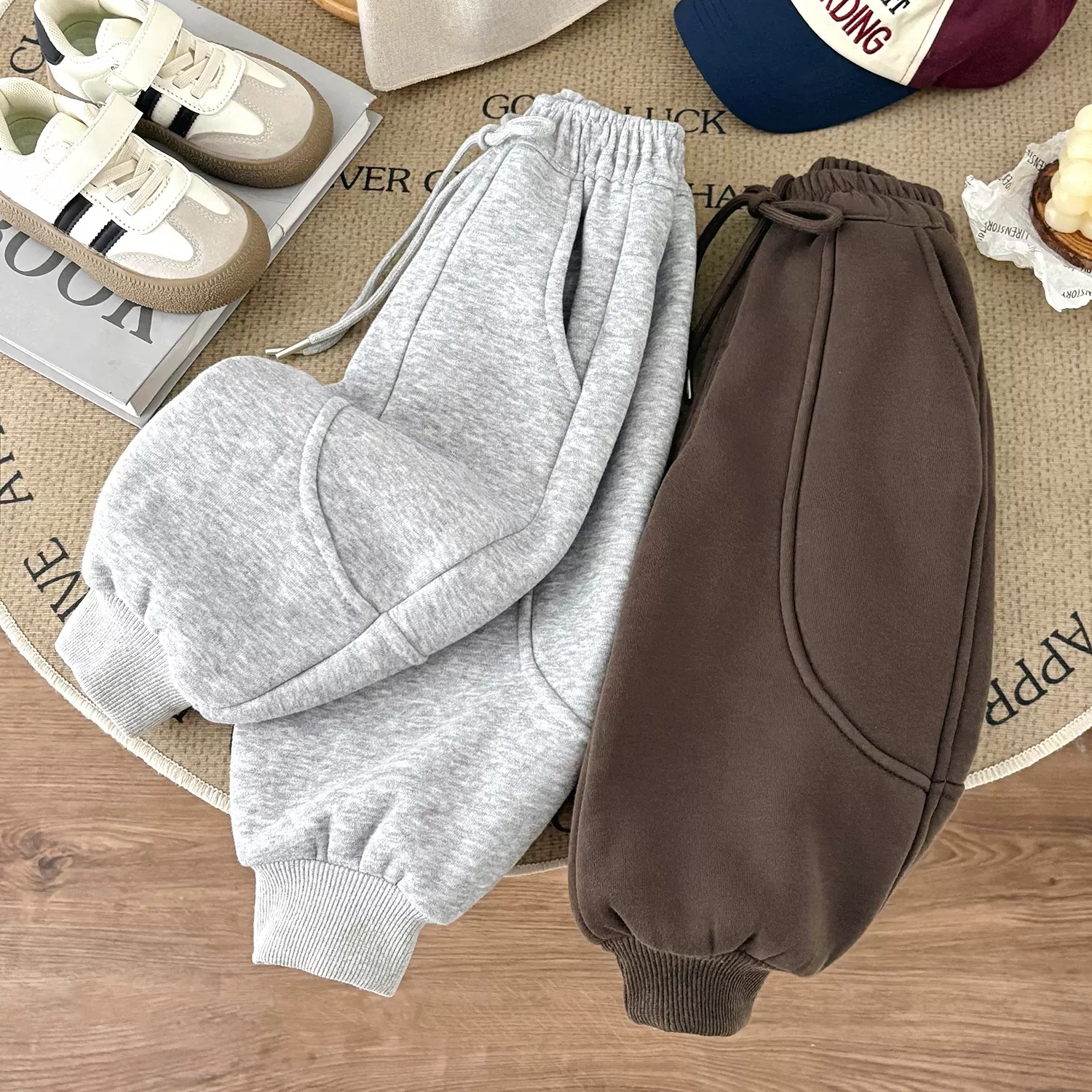 儿童卫裤秋冬加绒加厚束脚长裤中小童男孩保暖裤子帅气百搭运动裤