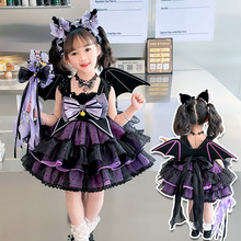 儿童连衣裙女童库洛米公主裙小女孩紫色夏季蓬蓬裙儿童节演出礼服
