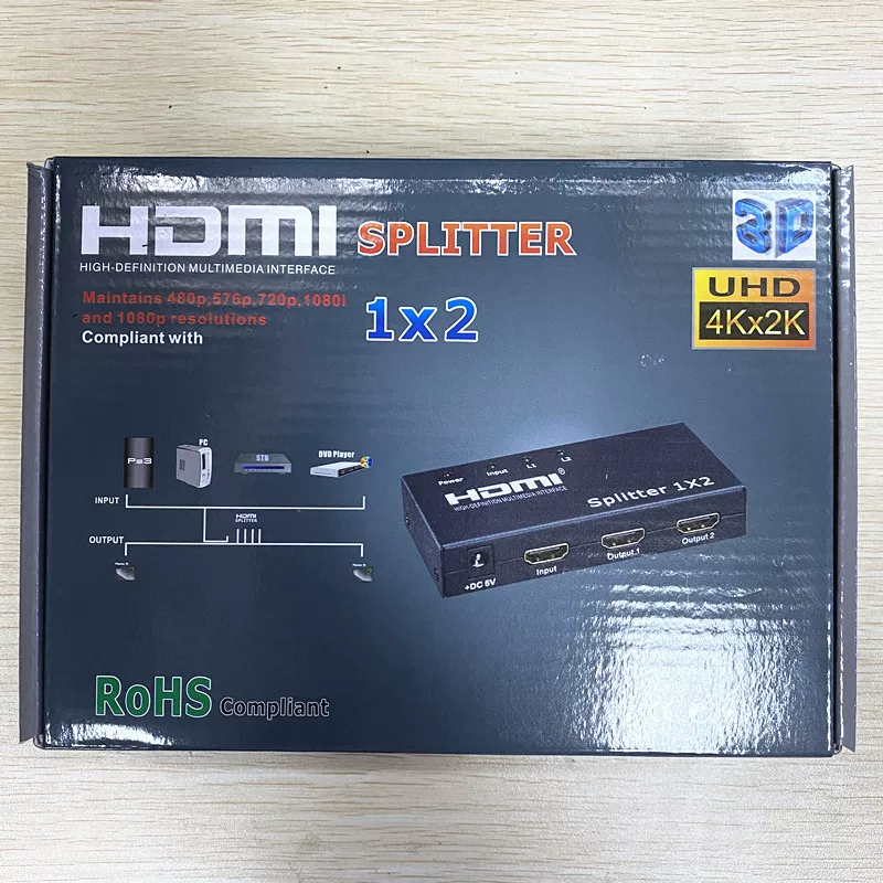 HDMI разветвитель 1 на 2 выхода 3D 4Kx2K/30Hz, HD HDMI 1x2 сплиттер