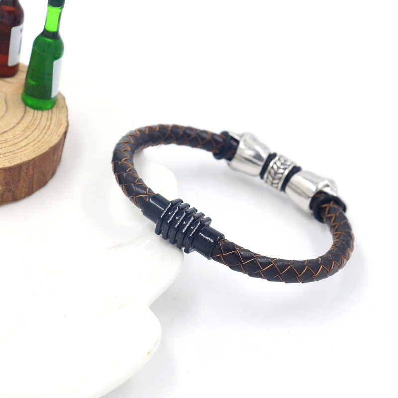Alloy, Cowhide string Material Halloween Festival Punk Skull Alloy Cowhide String Plating Halloween Men'S Bracelets Men Cord & Leather Bracelets