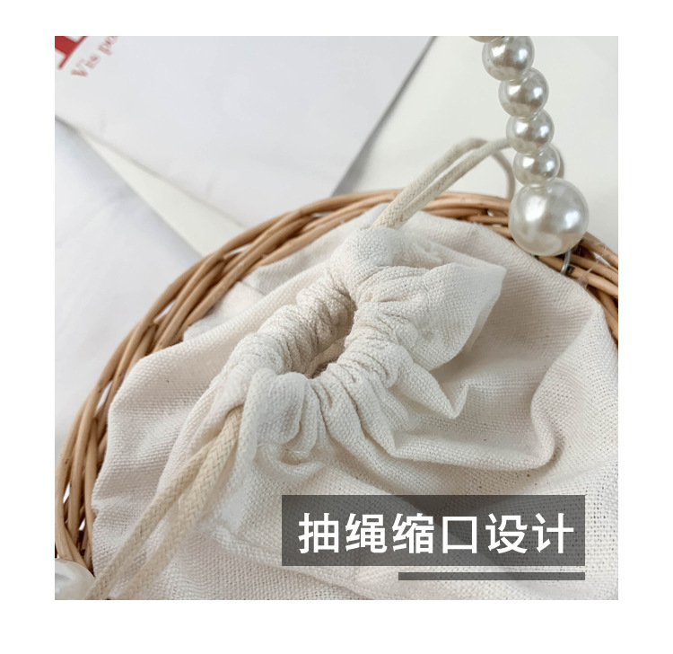 Fashion Round Straw Pearl Portable Bag display picture 33