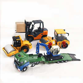 凯迪威合金工程车模型拖车挖掘机叉车压路机儿童玩具汽车跨境代发