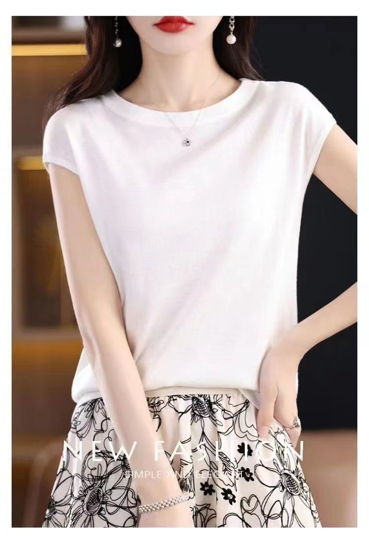 Áo thun nữ tay ngắn cổ tròn chất liệu ice silk mát lạnh, form rộng thoải mái — B5-05=giá trị thông số Kd, (cài 2), màu đen, màu sắc, Gạch đỏ chi tiết 4