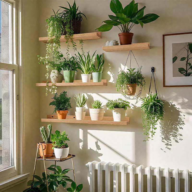 Estante de pared Tablero de una palabra de madera maciza Tablero de pared Tablero de almacenamiento sin perforaciones Estantería de piso verde de entrada