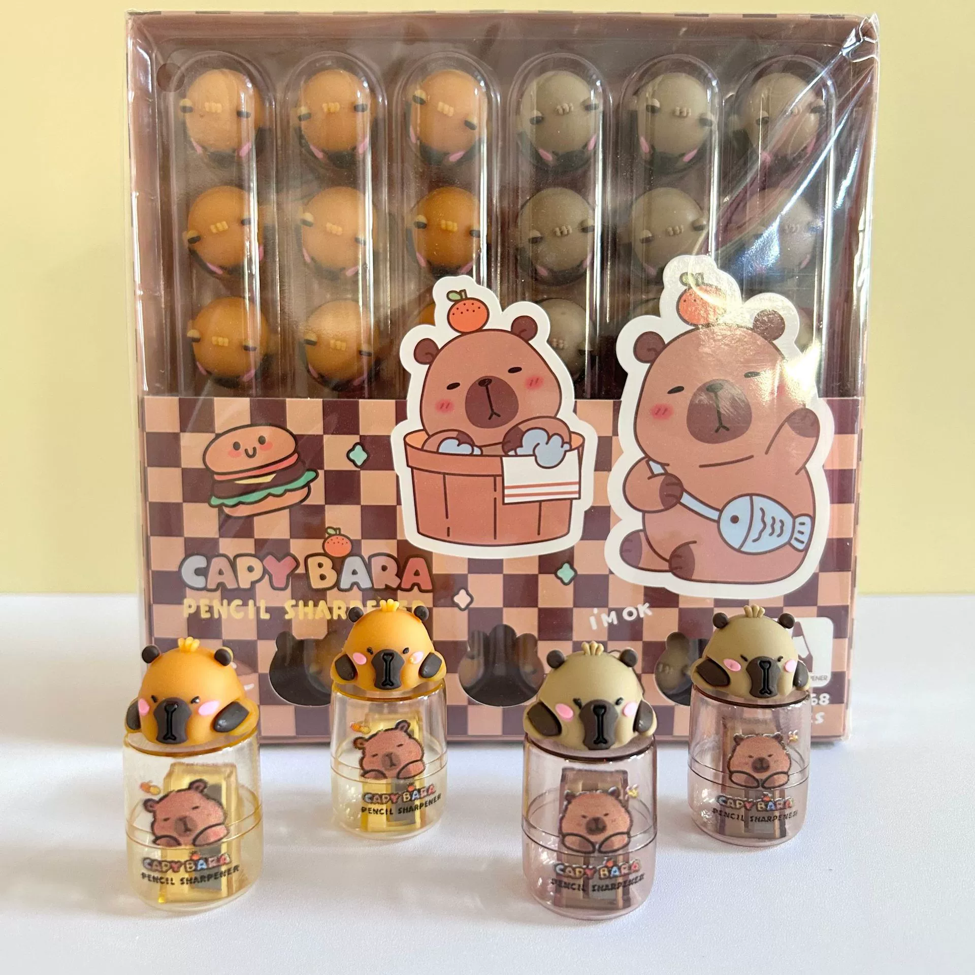 KM9368 новый стиль милый мультфильм силиконовая головка Капибара точилка для студентов универсальный точилка для карандашей мини-удобный