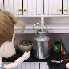 1:12 Scale Dollhouse Mini Furniture Accessory Iron Kettle Coffee Pot Farm Milk Jug Vintage Style