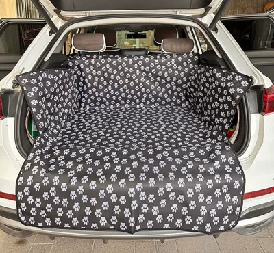 Cross-border car pet dog Trunk Mat - thickened-trunk-liner-black-footprints-universal