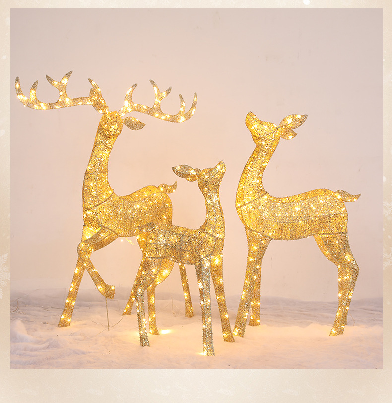 Décoration lumineuse pour centre commercial et hôtel de Noël, renne en fer forgé_voghion.com