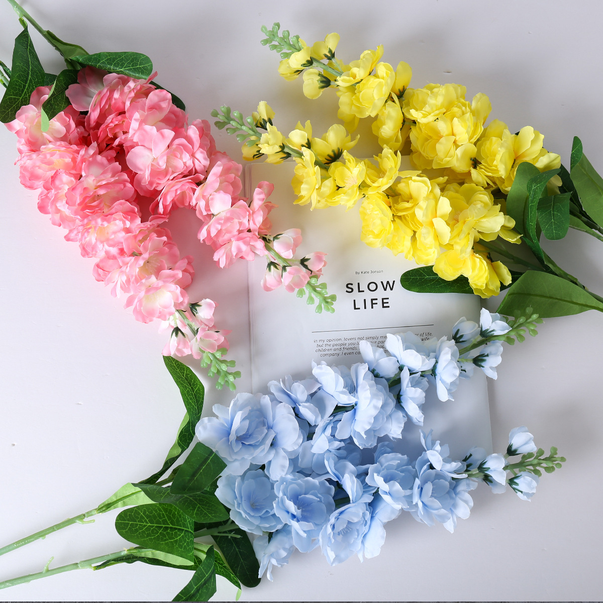 Amazon Simulación transfronteriza golondrina artificiales de jacinta de rama única flor falsa violeta decoración de boda arreglos florales para el hogar