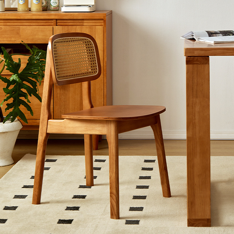 Kaman Vintage Rattan Chair Commercial Catering Milk Tea Shop Homestay Casual Solid Wood Chair Chandigarh Kaman Chair