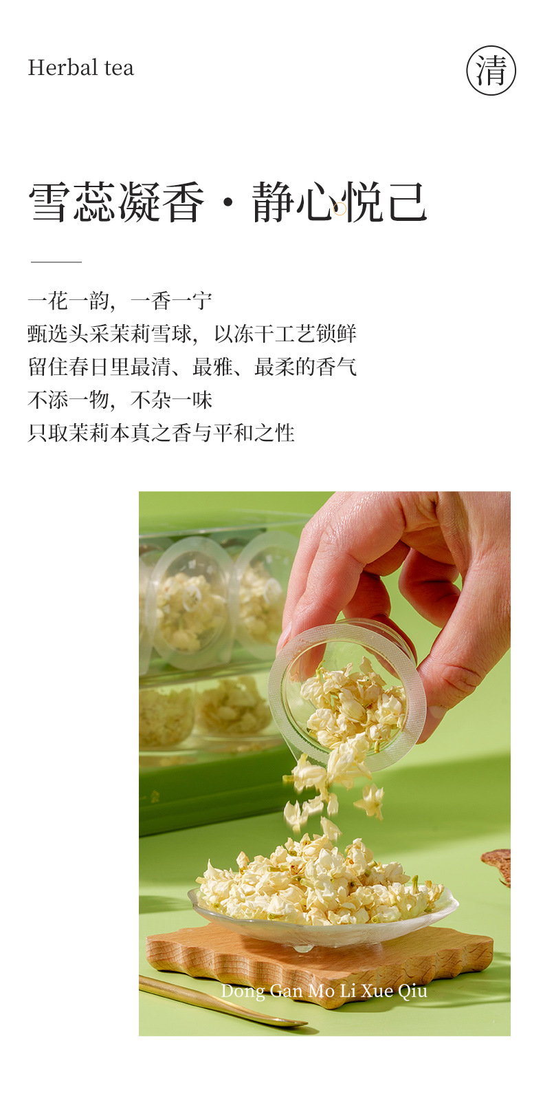 Freeze-Dried Jasmine Snow Ball Mini Canister Tea 10 Canisters Portable Floral Tea Hot Brew overview