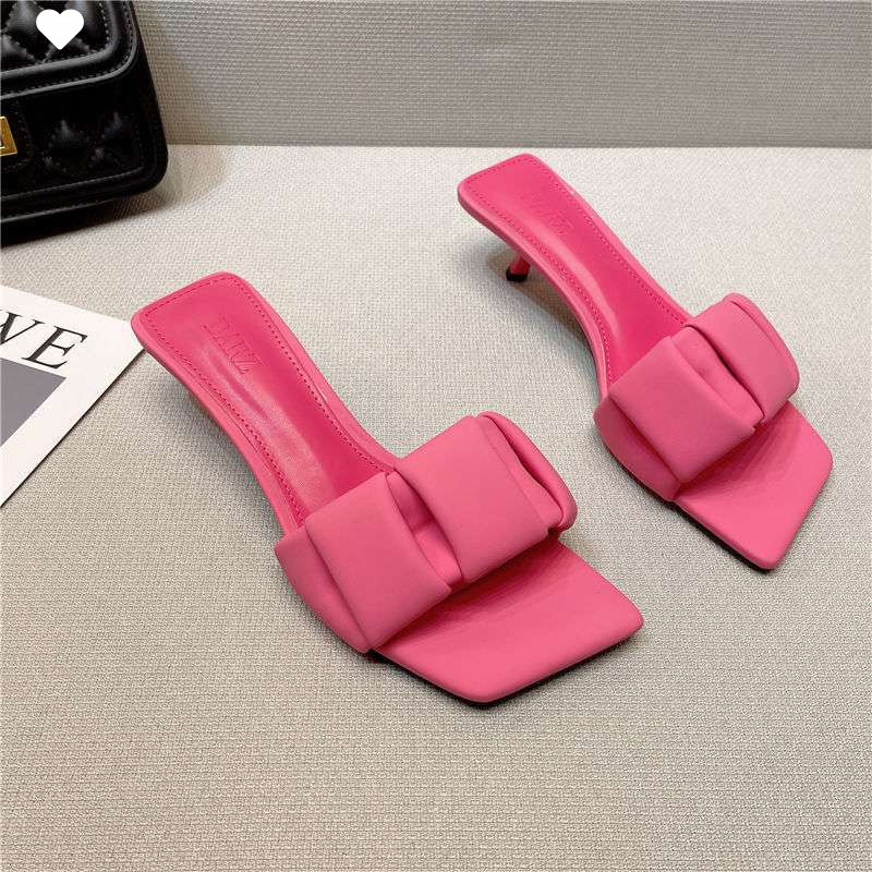 Thin-Heeled Flip-Flops for Women to Wear Outside, Fashionable 2025 Summer New Sexy Square-Toe High-Heeled Open-Toe Elegant Sandals