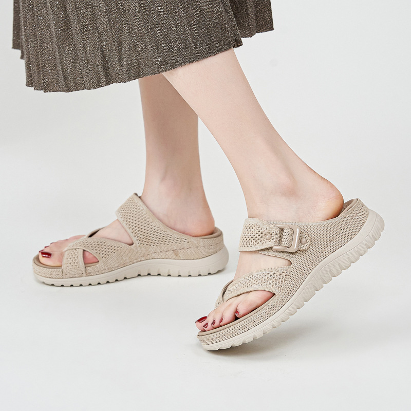 L1902-2 Sandalias deportivas y de ocio europeas y americanas de Amazon, nuevas sandalias de mujer con suela gruesa y corte de velcro 2025