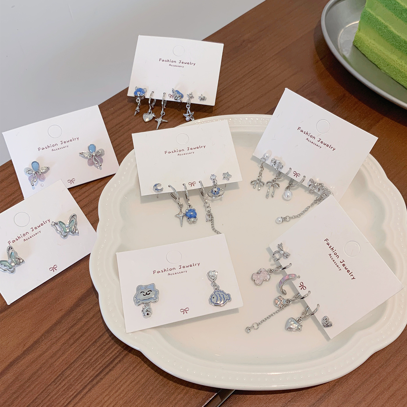 exquisite white k cartoon butterfly earrings for women niche design petite earrings suit wholesale yiwu earrings