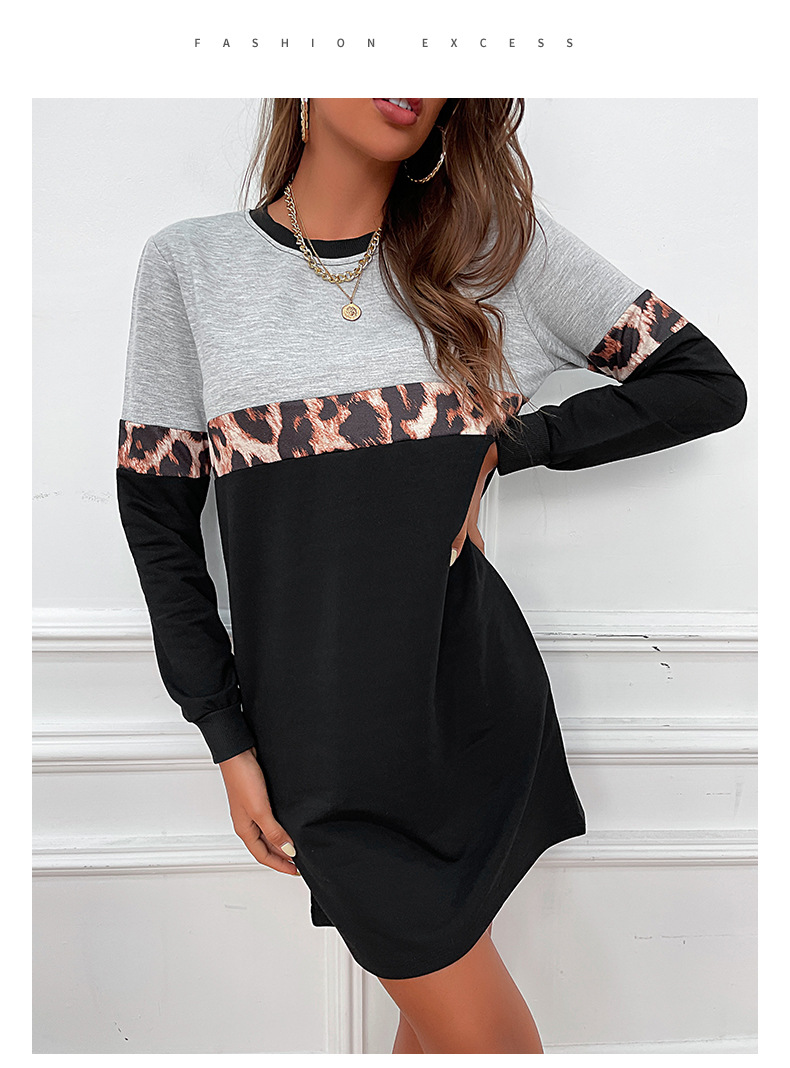 Ropa de mujer para otoño e invierno, sudadera informal con costuras sueltas y vestido de manga larga.