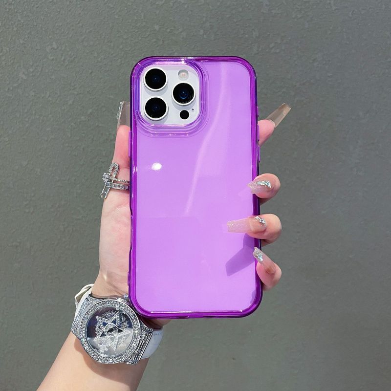 彩虹深色边框透明软壳适用iPhone16promax手机壳15二合一气囊防摔|undefined