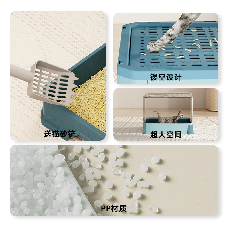 Gran tamaño totalmente cerrado lavabo de arena para gatos anti-derrames tipo cajón inodoro para gatos plegable fuente de lavabo de excremento para gatos fábrica al por mayor