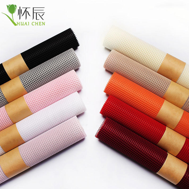 方格网韩式鲜花包装纱网花束外层包装材料硬纱网花店用品厂家批发