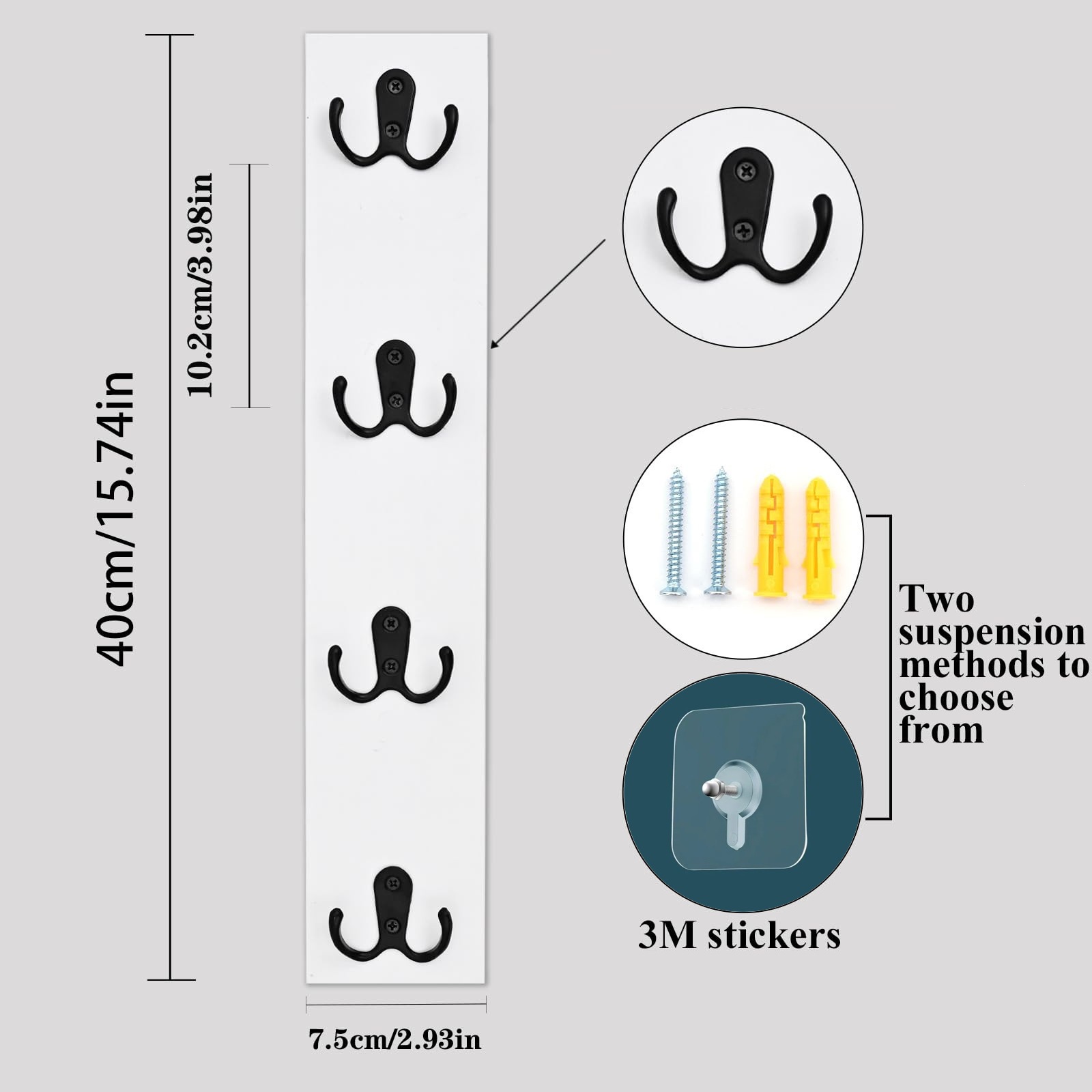 Wall-mounted household four-link hook-12mm white