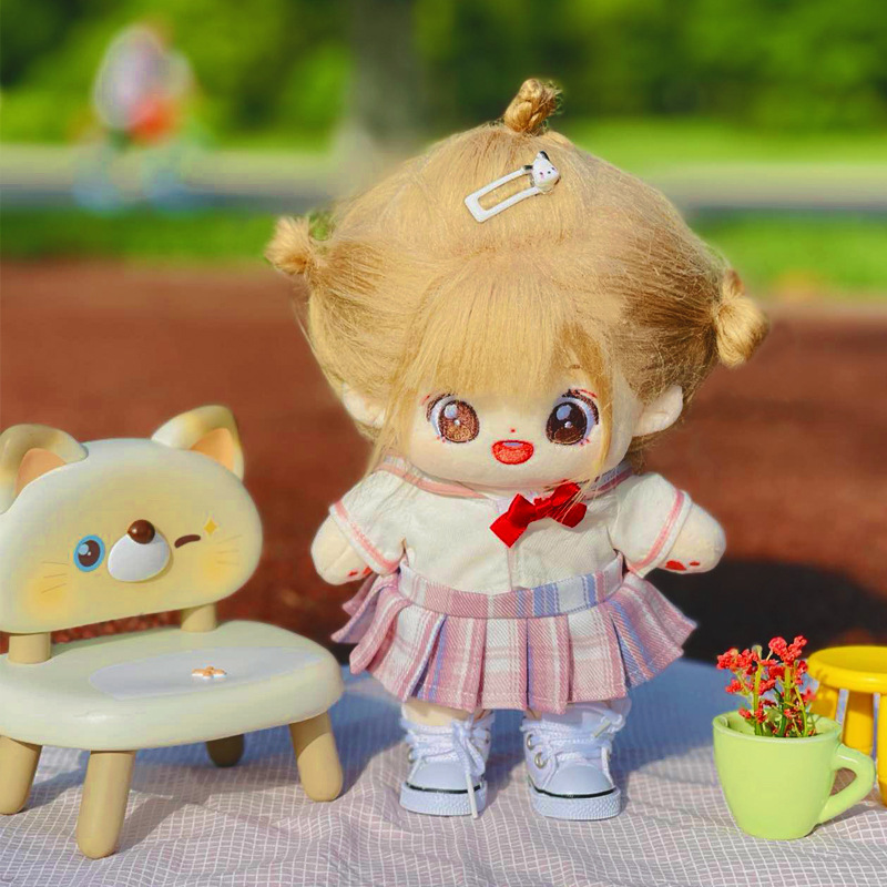 20cm无属性炸毛明星娃娃现货棉花娃娃衣服套装可换装人形玩偶批发详情7