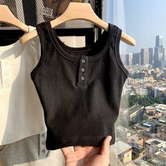 Women's ribbed pink camisole, 2023 new, suitable for wearing alone or as a base layer, beautiful back design, sweet and spicy summer style, short and versatile camisole.