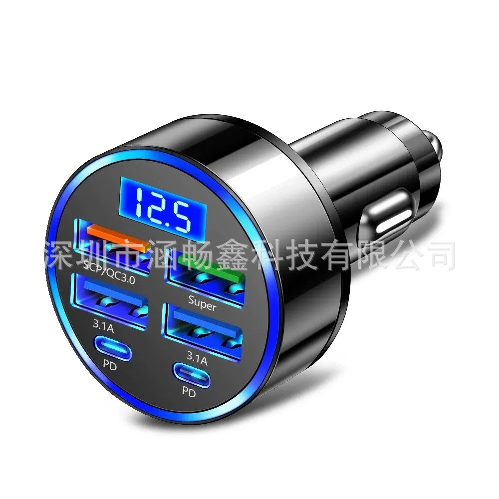 Transfronterizo nuevo cargador de coche pantalla digital cargador 4usb66WPD uno para cuatro QC3.0 cargador de coche ventas directas de fábrica