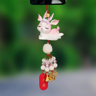 Car Interior Accessories, Car hanging - flower-rhyme-deer-pendant-lying-posture-sand-gold-red-peace