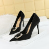 3265-K6 European and American Style Fashion Banquet High Heels Thin Heels Shallow Mouth Pointed Satin Metal Rhinestone B