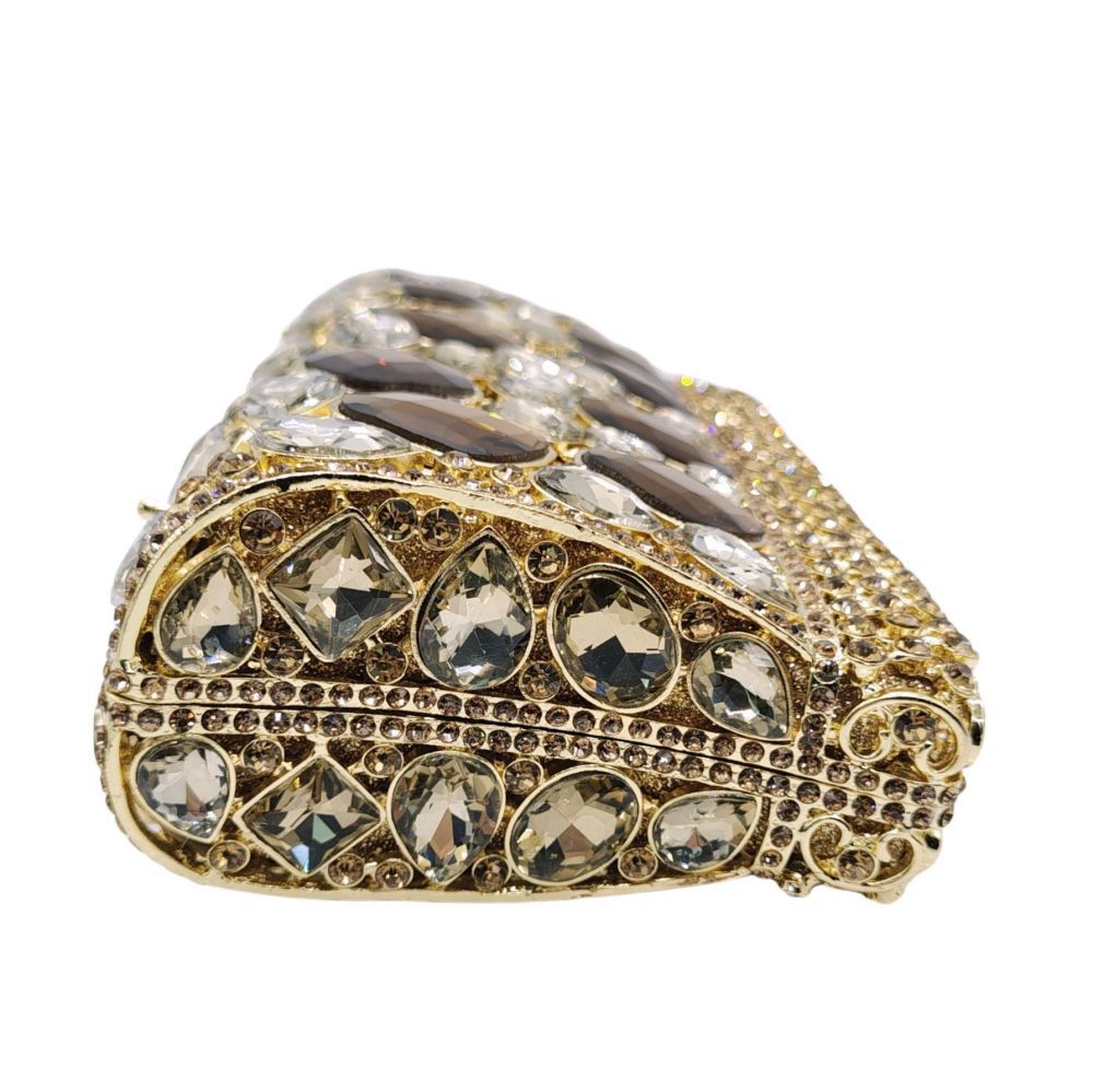 Túi clutch nữ đính đá rhinestone kim loại rỗng dạ tiệc — Vàng Pha Lê, Màu bạc, Xanh ngọc lục bảo, Màu xanh ngọc chi tiết 3
