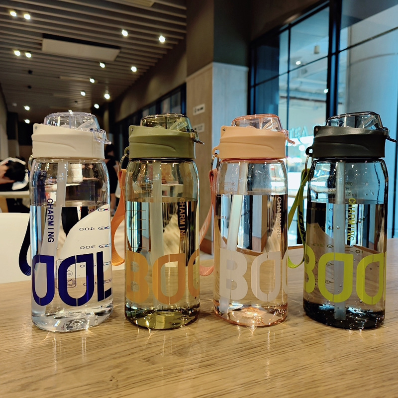 Large Capacity Water Cup Anti-drop High Temperature Plastic Sports Space Cup Student Portable Straw Summer Cup with Scale