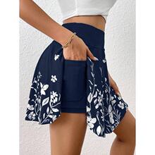L 23448 Floral Print Loose Shorts Skirt ����ӡ����ѝȹ
