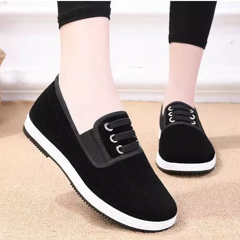 Тканевые туфли в стиле старого Пекина для мужчин и женщин, дышащие и легкие повседневные туфли на плоской подошве с многослойной подошвой для людей среднего и старшего возраста, туфли без шнуровки для весны и осени.