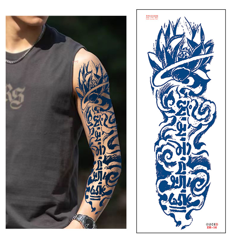 Calcomanías de tatuaje semipermanentes de brazo completo para hombres y mujeres brazo imagen grande jugo de planta no puede lavar las pegatinas de tótem de tatuaje