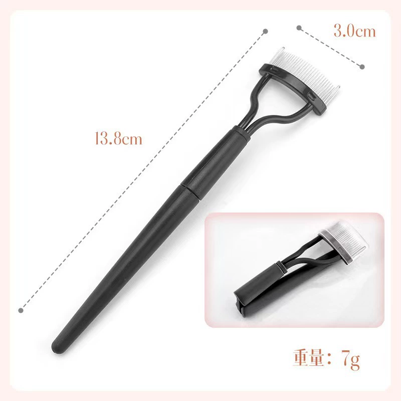 Foldable Semi-Curved Eyelash Comb, Portable Steel-Needle Tool, Multi-style Handles