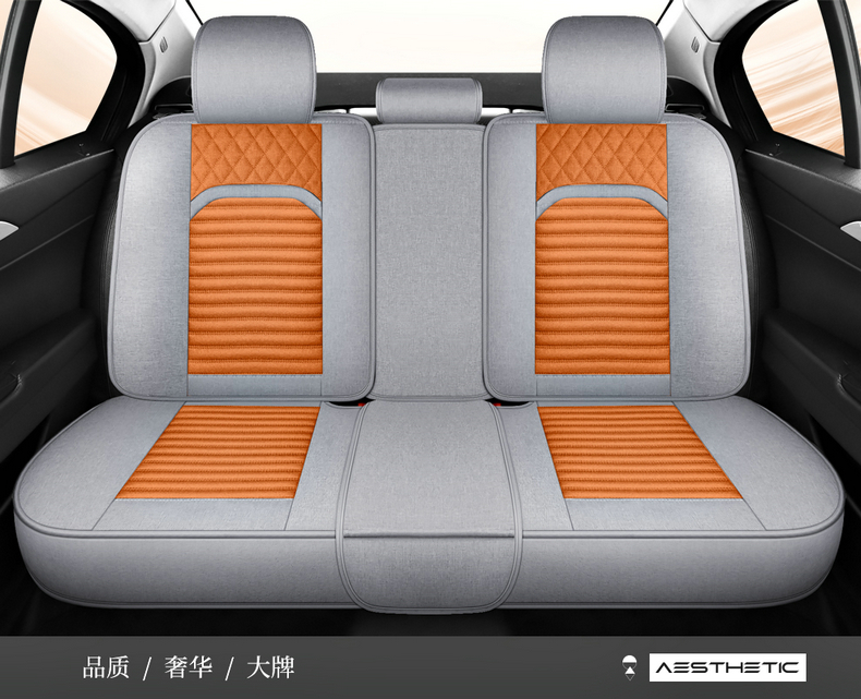 New car seat cushion, full-coverage linen seat cover, universal fabric seat cushion for all seasons, non-removable breathable seat cover