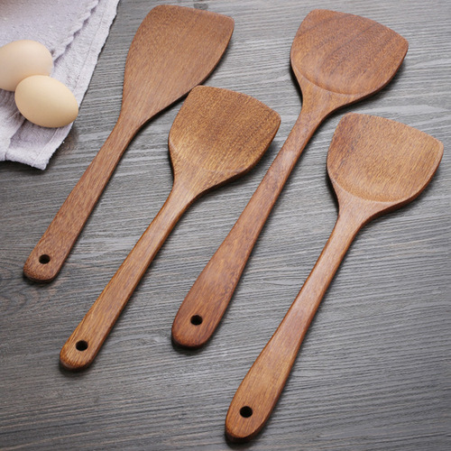 Chicken wing wood spatula, special paint-free spatula for non-stick pots, long-handled soup spoon, wooden rice spoon, high temperature resistant wooden complete set of kitchen utensils