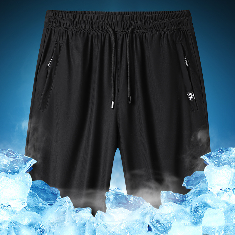 Pantalones Cortos Deportivos de Seda de Hielo para Hombre Secado Rápido y Elásticos
